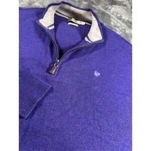 Peter Millar Sweater Mens LARGE 100% Merino Wool  Quarter Zip Pullover Bluepurpl
